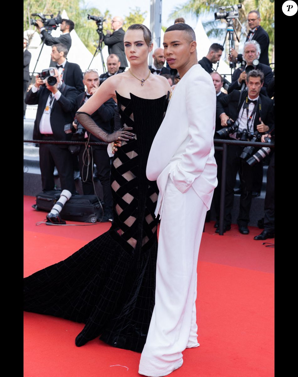 Cara Delevingne, Olivier Rousteing - Montée des marches du film " L'Innocent " lors du 75ème Festival International du Film de Cannes. Le 24 mai 2022 © Olivier Borde / Bestimage