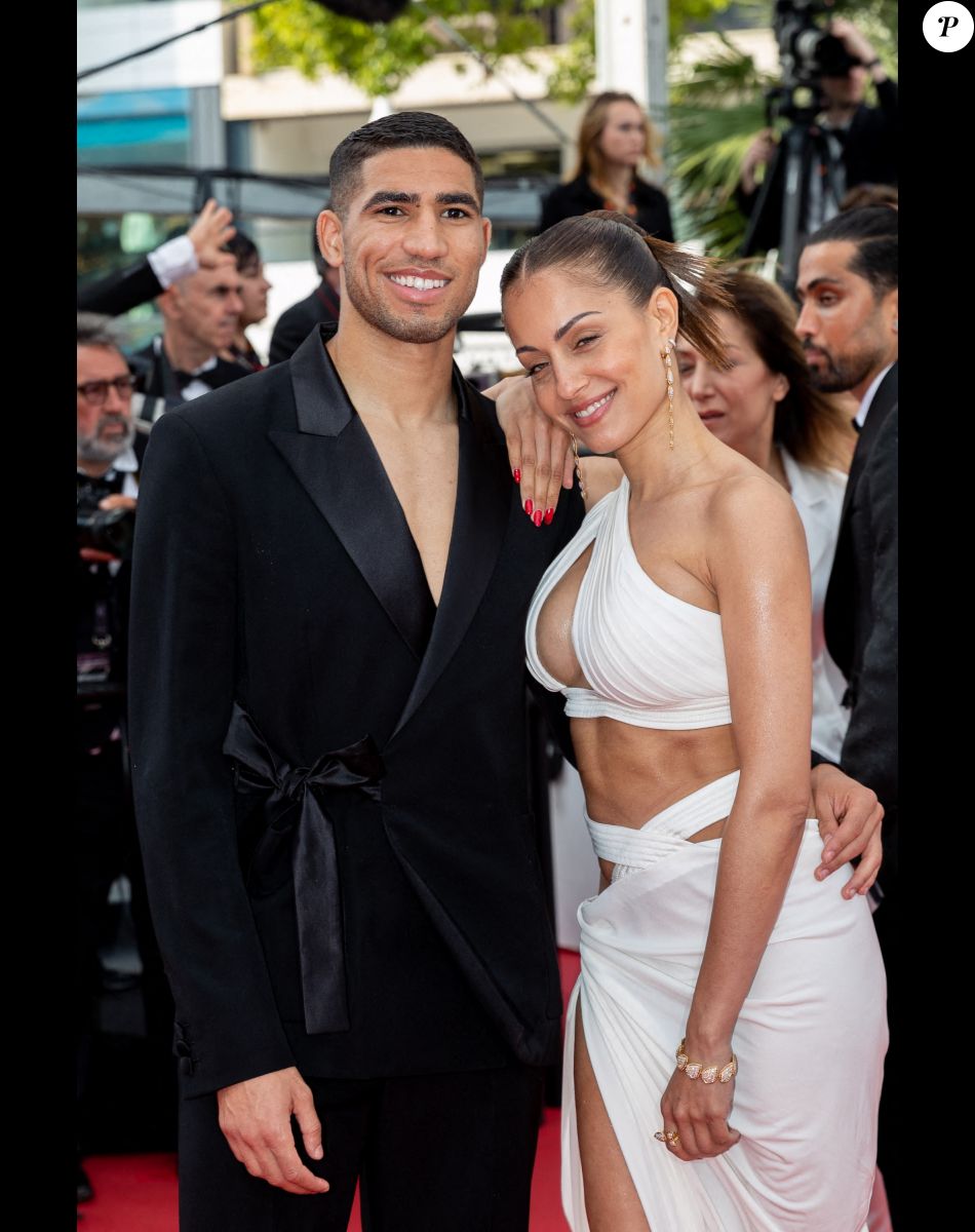 Achraf Hakimi et Hiba Abouk - Montée des marches du film " L'Innocent " lors du 75ème Festival International du Film de Cannes. Le 24 mai 2022 © Cyril Moreau / Bestimage