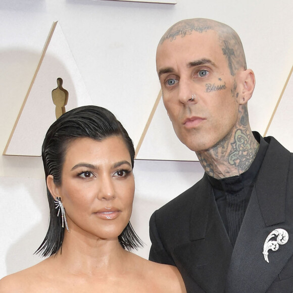 Mariage - Kourtney Kardashian et Travis Barker se sont mariés à Las Vegas - Kourtney Kardashian, Travis Barker au photocall de la 94ème édition de la cérémonie des Oscars à Los Angeles, le 27 mars 2022. 