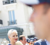 La princesse Charlène de Monaco rend visite aux bénévoles de la croix rouge du Grand Prix de Formule 1 de Monaco, le 28 mai 2022. © Olivier Huitel/Pool Monaco/Bestimage 