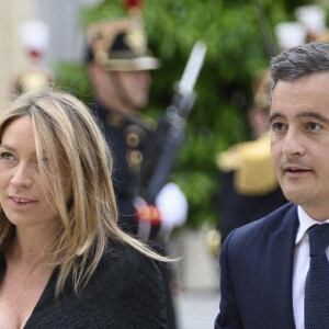 Gérald Darmanin et sa femme Rose-Marie Devillers arrivant au dîner d'Etat organisé pour le président italien Sergio Mattarella le 5 juillet 2021