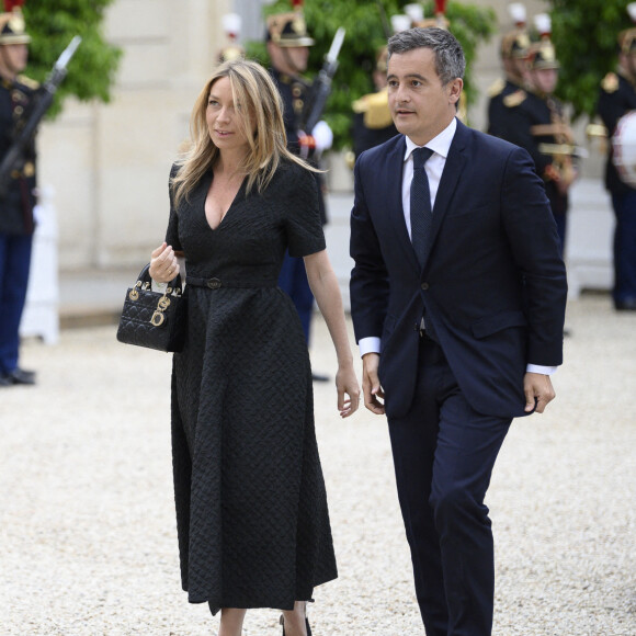 Gérald Darmanin et sa femme Rose-Marie Devillers arrivant au dîner d'Etat organisé pour le président italien Sergio Mattarella le 5 juillet 2021