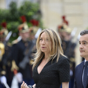 Gérald Darmanin et sa femme Rose-Marie Devillers arrivant au dîner d'Etat organisé pour le président italien Sergio Mattarella le 5 juillet 2021