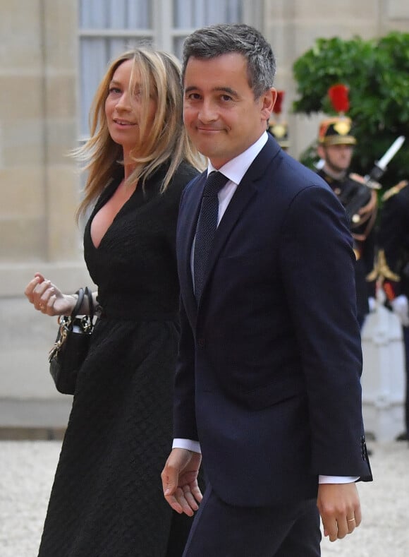 Gérald Darmanin et sa femme Rose-Marie Devillers arrivant au dîner d'Etat organisé pour le président italien Sergio Mattarella le 5 juillet 2021