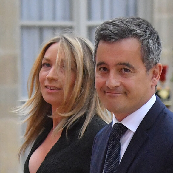 Gérald Darmanin et sa femme Rose-Marie Devillers arrivant au dîner d'Etat organisé pour le président italien Sergio Mattarella le 5 juillet 2021