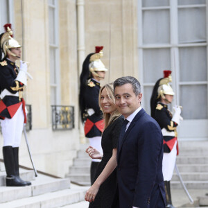 Gérald Darmanin et sa femme Rose-Marie Devillers arrivant au dîner d'Etat organisé pour le président italien Sergio Mattarella le 5 juillet 2021