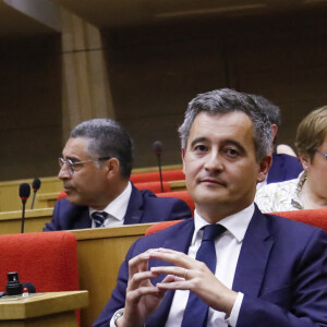 Gérald Darmanin, ministre de l'Intérieur, devant le Sénat suite aux incidents survenus devant le stade de France le 28 mai 2022. Paris. Le 1er juin 2022