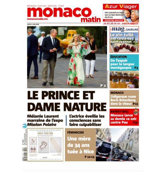 Couverture de Monaco Matin du jeudi 2 juin