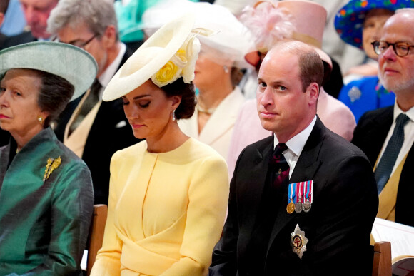 La princesse Anne d'Angleterre, Catherine Kate Middleton, duchesse de Cambridge, le prince William, duc de Cambridge - Les membres de la famille royale et les invités lors de la messe célébrée à la cathédrale Saint-Paul de Londres, dans le cadre du jubilé de platine (70 ans de règne) de la reine Elisabeth II d'Angleterre. Londres, le 3 juin 2022. 