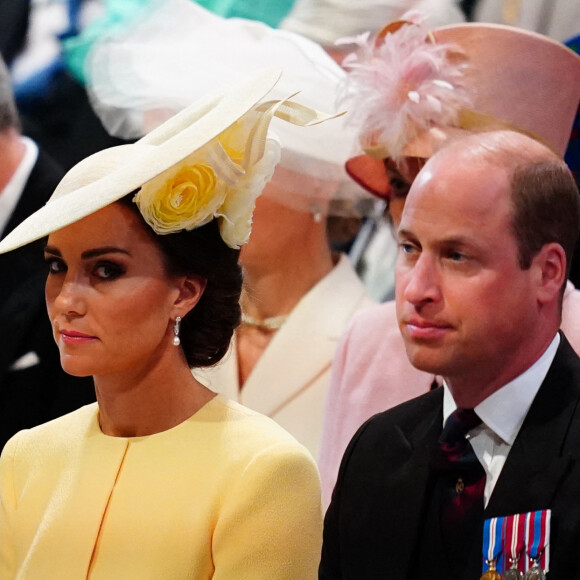 La princesse Anne d'Angleterre, Catherine Kate Middleton, duchesse de Cambridge, le prince William, duc de Cambridge - Les membres de la famille royale et les invités lors de la messe célébrée à la cathédrale Saint-Paul de Londres, dans le cadre du jubilé de platine (70 ans de règne) de la reine Elisabeth II d'Angleterre. Londres, le 3 juin 2022.