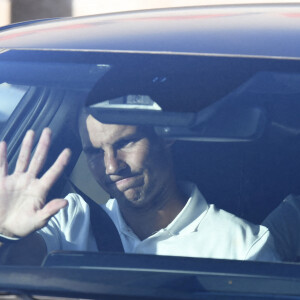 Rafael Nadal, sa femme Xisca Perello et sa soeur Isabel Nadal arrivent à Mallorca, Espagne le 6 juin, 2022. Photo : GTres/ABACAPRESS.COM