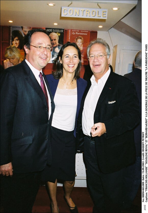 François Hollande, Ségolène Royal et Bernard Murat à la générale de la pièce de théâtre La Parisienne en 2003
