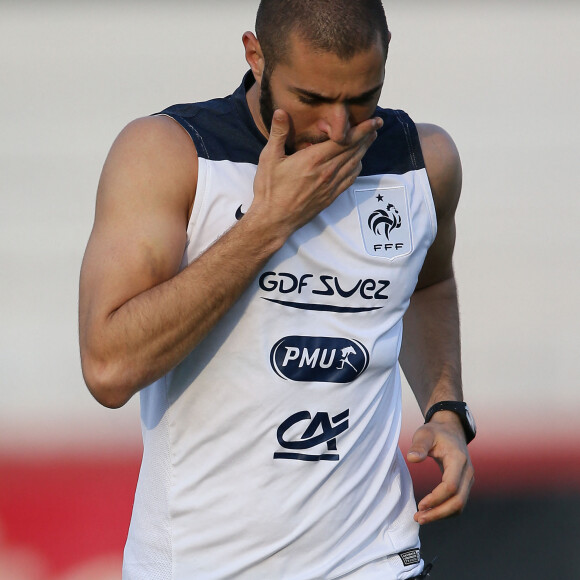 Karim Benzema - Entrainement de l'équipe de France à Ribeirao Preto au Brésil le 22 juin 2014.