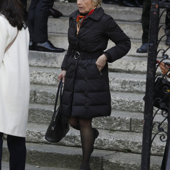 Evelyne Dheliat - Sorties des obsèques de Jean-Pierre Pernaut en la Basilique Sainte-Clotilde à Paris, France, le 9 mars 2022. © Denis Guignebourg/BestImage 