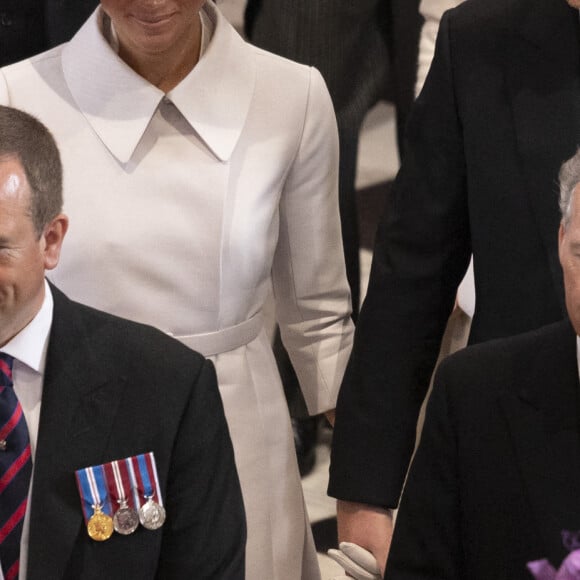 Le prince Harry, duc de Sussex, et Meghan Markle, duchesse de Sussex - Les membres de la famille royale et les invités lors de la messe célébrée à la cathédrale Saint-Paul de Londres, dans le cadre du jubilé de platine (70 ans de règne) de la reine Elisabeth II d'Angleterre. Londres, le 3 juin 2022. 