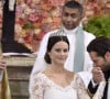 Le prince Carl Philip de Suède et Sofia Hellqvist lors de la cérémonie religieuse de leur mariage officiée par Lars-Goran Lonnermark et Michael Bjerkhagen à la chapelle du palais royal à Stockholm le 13 juin 2015 après la cérémonie de mariage religieuse. 