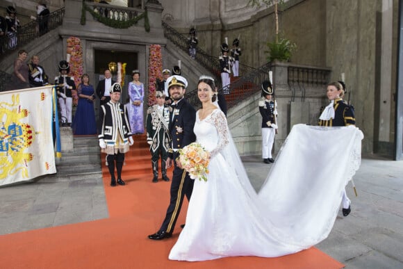 Sortie de la chapelle royale - Mariage du prince Carl Philip de Suède et Sofia Hellqvist à Stockholm le 13 juin 2015 