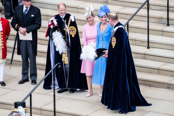 Le prince William et Kate Middleton, Sophie Rhys-Jones, le prince Edward - Cérémonie de l'ordre de la Jarretière à la chapelle Saint-Georges du château de Windsor. Londres, la 13 juin 2022.
