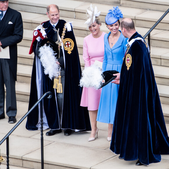 Le prince William et Kate Middleton, Sophie Rhys-Jones, le prince Edward - Cérémonie de l'ordre de la Jarretière à la chapelle Saint-Georges du château de Windsor. Londres, la 13 juin 2022.