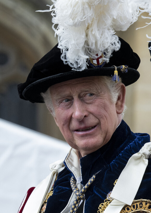 Le prince Charles - Cérémonie de l'ordre de la Jarretière à la chapelle Saint-Georges du château de Windsor. Londres, la 13 juin 2022.