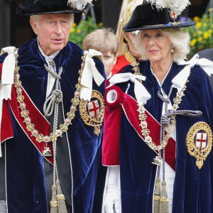 Le prince Charles et Camilla Parker Bowles - Cérémonie de l'ordre de la Jarretière à la chapelle Saint-Georges du château de Windsor. Londres, la 13 juin 2022.
