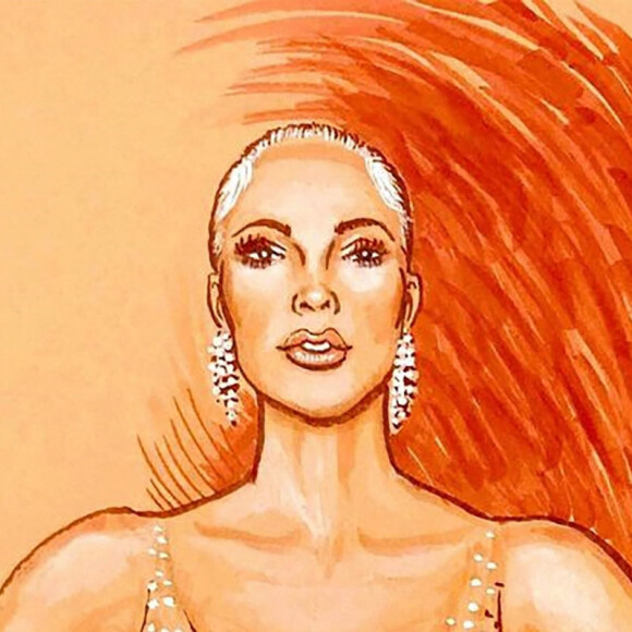 Kim Kardashian en essayage pour sa robe (celle de Marilyn Monroe) de la soirée du MET Gala 2022 à New York, le 3 mai 2022. Kim a reçu en cadeau une mèche de cheveux de Marilyn Monroe dans une petite boite en argent.
