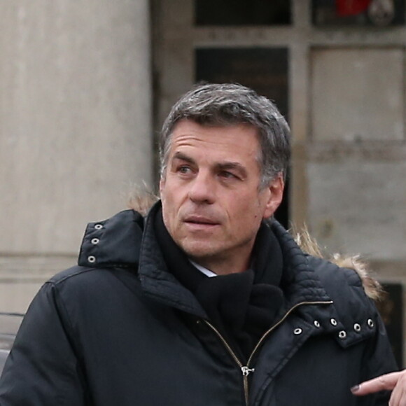 Michèle Bernier et Bruno Gaccio - Sortie des obsèques de François Cavanna au Père Lachaise à Paris. Le 6 février 2014