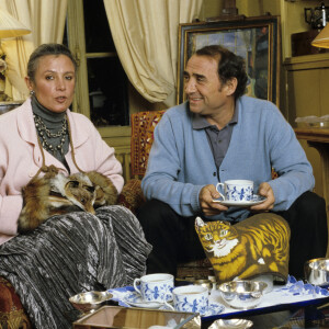 Claude Brasseur et sa femme Michèle à leur domicile. Le 29 janvier 1986 © Michel Marizy via Bestimage