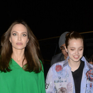 Angelina Jolie et sa fille Shiloh Jolie-Pitt - Les acteurs du film "Les Éternels (Eternals)" arrivent à l'afterparty de la première du film à Londres, le 28 octobre 2021.