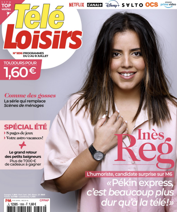 Inès Reg fait la couverture du nouveau numéro de "Télé Loisirs" paru le 27 juin 2022