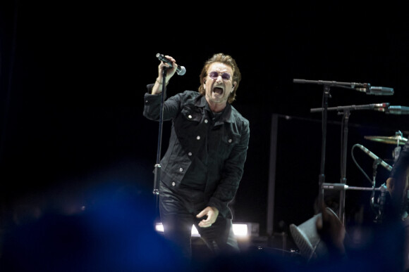 Concert du groupe U2 avec Bono au Royal Arena de Copenhague au Danemark le 29 septembre 2018. 