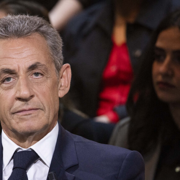 Exclusif - Nicolas Sarkozy - Enregistrement de l'émission "Le Grand Echiquier", diffusée le 1er juillet sur France 2. Le 21 mars 2022 © Cyril Moreau / Bestimage
