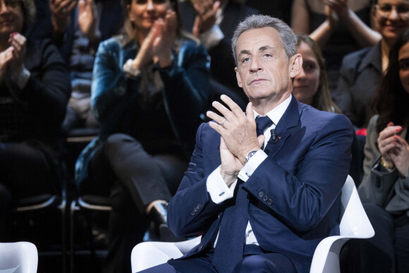 Exclusif - Nicolas Sarkozy - Enregistrement de l'émission "Le Grand Echiquier", diffusée le 1er juillet sur France 2. Le 21 mars 2022 © Cyril Moreau / Bestimage