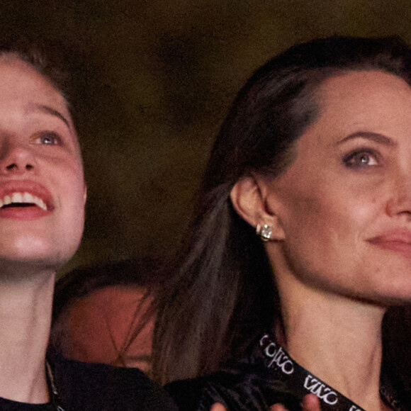 Angelina Jolie et sa fille Shiloh Jolie-Pitt assistent au concert Maneskin pour la première mondiale du "Loud Kids Tour" au "Circo Massimo" à Rome, Italie, le 9 juillet 2022. 