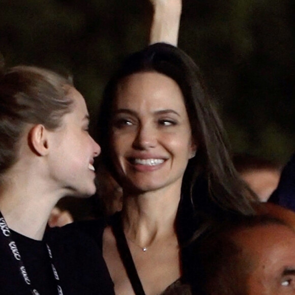 Angelina Jolie et sa fille Shiloh Jolie-Pitt assistent au concert Maneskin pour la première mondiale du "Loud Kids Tour" au "Circo Massimo" à Rome, Italie, le 9 juillet 2022. 