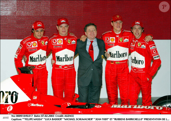 Felipe Massa, Luca Badoer, Jean Todt, Michael Schumacher et Rubbens Barrichello.