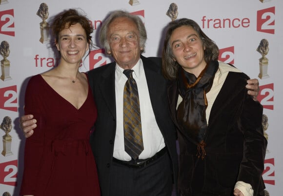 Philippe Tesson et ses filles Stéphanie et Daphné - Soirée de la 27ème Nuit des Molières au Théâtre des Folies Bergère à Paris, le 27 avril 2015.