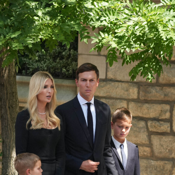 Eric Trump, Ivanka Trump, son mari Jared Kushner et leurs enfants - Obsèques de Ivana Trump en l'église St Vincent Ferrer à New York. Le 20 juillet 2022 