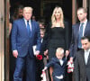 Donald Trump et sa femme Melania, Ivanka Trump, Eric Trump, et leurs enfants - Obsèques de Ivana Trump en l'église St Vincent Ferrer à New York. Le 20 juillet 2022