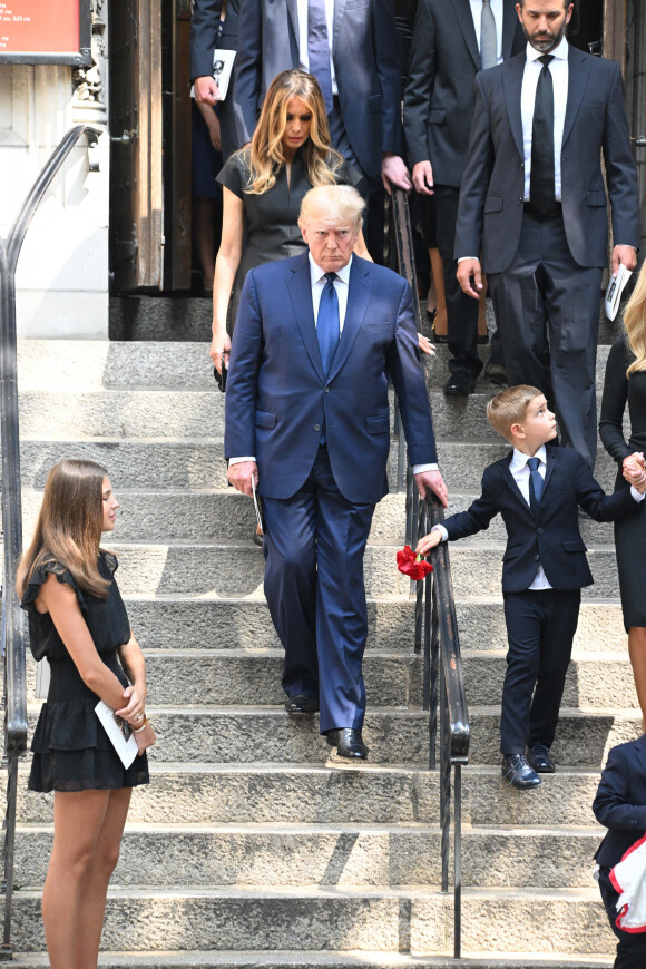 Donald Trump et sa femme Melania - Obsèques de Ivana Trump en l'église St Vincent Ferrer à New York. Le 20 juillet 2022