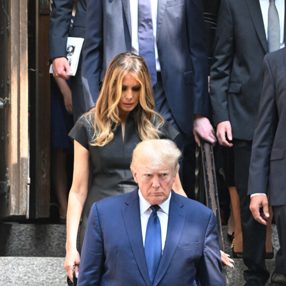 Donald Trump et sa femme Melania - Obsèques de Ivana Trump en l'église St Vincent Ferrer à New York. Le 20 juillet 2022