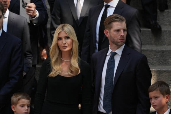Ivanka Trump et son frère Eric Trump - Obsèques de Ivana Trump en l'église St Vincent Ferrer à New York. Le 20 juillet 2022 