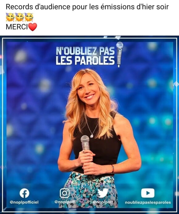 Natasha de l'émission "N'oubliez pas les paroles" sur Instagram.