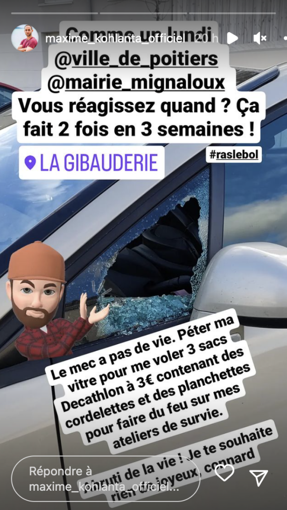 Maxime, aventurier de "Koh-Lanta", pousse un coup de gueule après avoir été vitctime de vol.