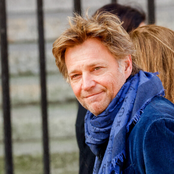 Laurent Delahousse - Obsèques de Jean-Pierre Pernaut en la Basilique Sainte-Clotilde à Paris le 9 mars 2022. © Cyril Moreau / Bestimage