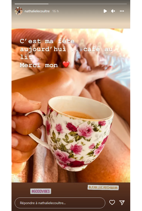 Jean-Luc Reichmann au lit avec sa compagne Nathalie Lecoultre - Instagram