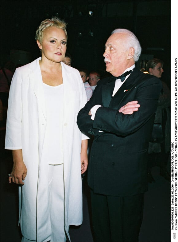 Muriel Robin et Michel Serrault - Charles Aznavour fête ses 80 ans au Palais des congrés. Paris.