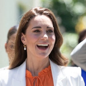 Kate Middleton en visite dans le quartier de Flankers à Montego Bay, à l'occasion de son voyage officiel en Jamaïque. Le 23 mars 2022.