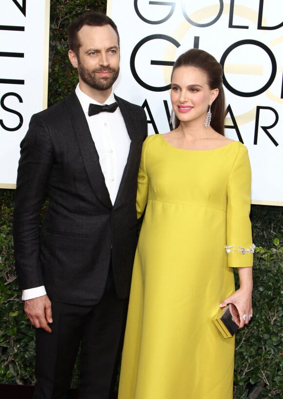 Benjamin Millepied et sa femme Natalie Portman (enceinte) - 74ème cérémonie annuelle des Golden Globe Awards à Beverly Hills. Le 8 janvier 2017 
