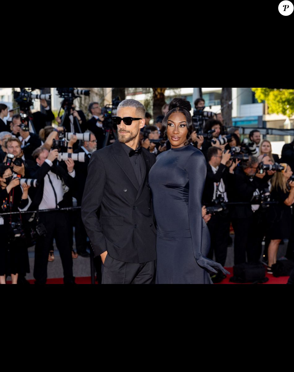 Vladimir Boudnikoff et sa compagne Aya Nakamura - Montée des marches du film " Armageddon Time " lors du 75ème Festival International du Film de Cannes. © Cyril Moreau / Bestimage